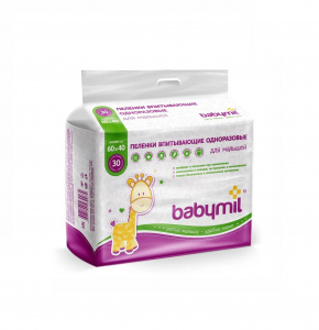 Kids moisture-absorbing disposable underpads Babymil 60×40 cm 30 pcs